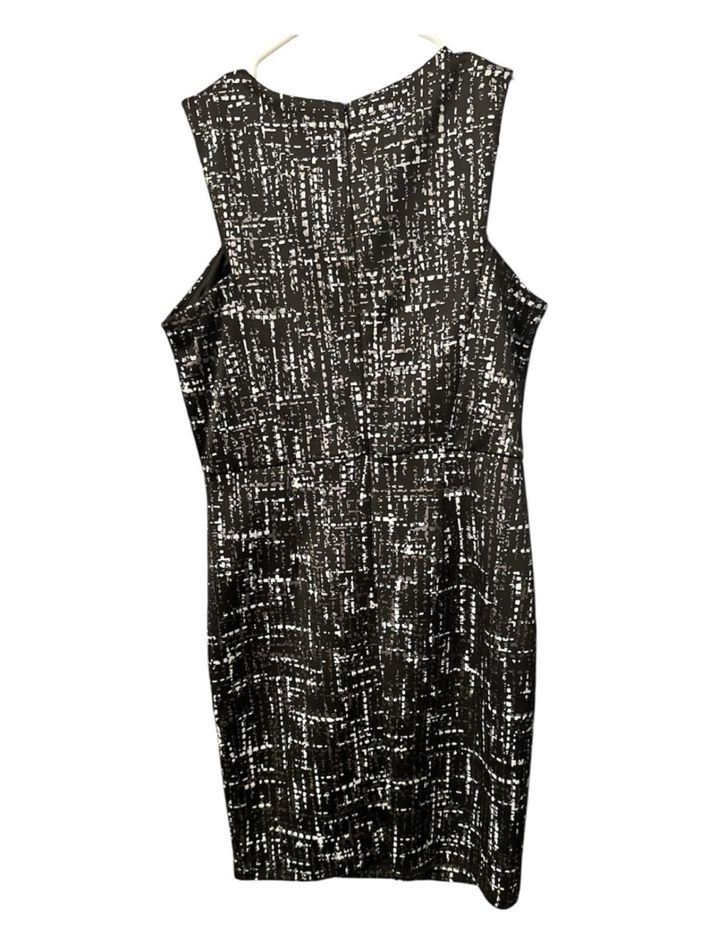 NWT Stella & Julie Black White Abstract Knit Sheath Dress Sleeveless Zip Slit 6 - Picture 3 of 10